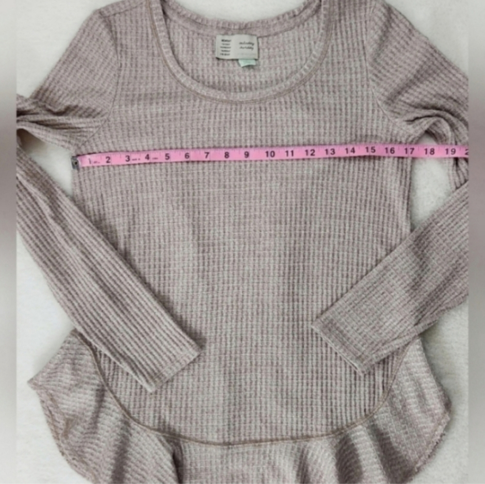 Anthropologie Saturday Sunday Waffle Knit Ruffle Thermal - Picture 4 of 11
